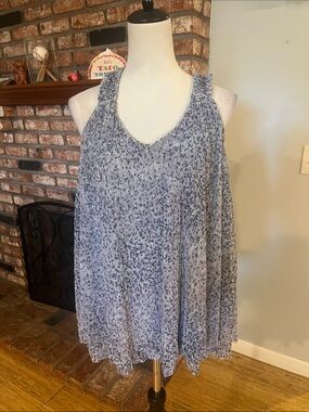 Anthropologie ptp 25 purple Speckled Pleated V-Neck Sleeveless Top